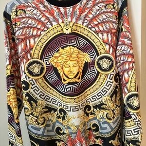 Versace Gold Black Red Baroque Medusa Print Sweat Shirt